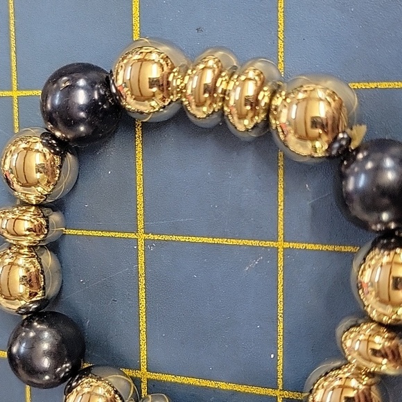 Silver & Blue Bead Stretch Bracelet - Picture 2 of 4